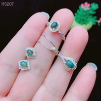meibapj natural black opal gemstone earrings ring and necklace 3 siut for women real 925 sterling silver fine jewelry set