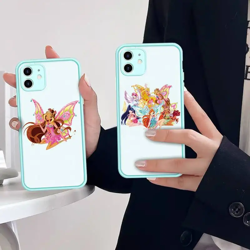 

BANDAI Girl W-Winx Clubs Phone Case for iPhone X XR XS 7 8 Plus 11 12 13 pro MAX 13mini Translucent Matte Case