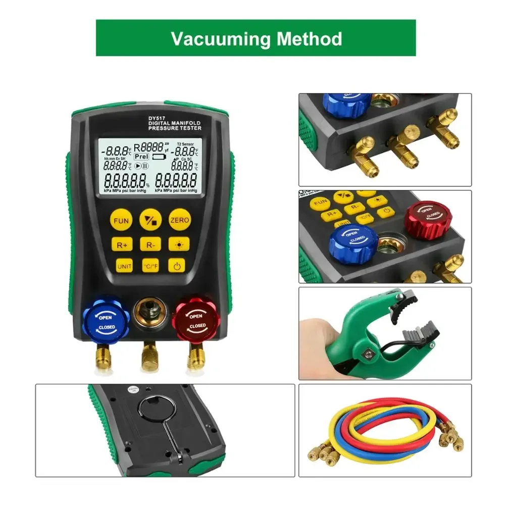 Цифровой манометр DUOYI DY517 измеритель давления для холодильного коллектора