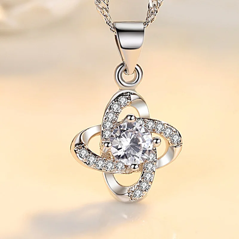 

Fashion Four Leaf Clover Necklace Silver Color Choker Necklace For Women Pendant Jewelry Gift