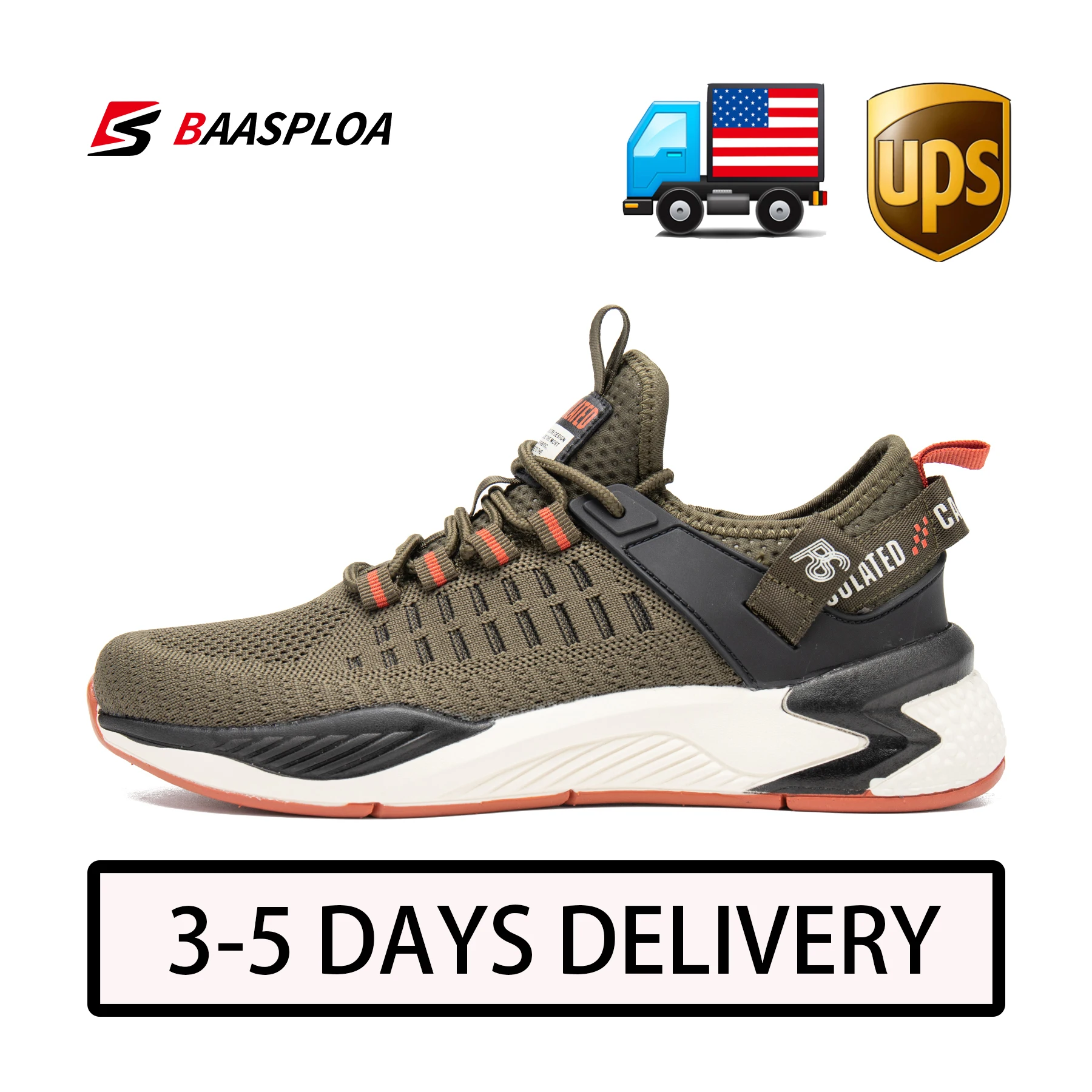 Baasploa New Men's Running Shoes Lightweight Breathable Men Sneakers Mesh Wear-resistant Casual Male Non-slip Walking Gym Shoes