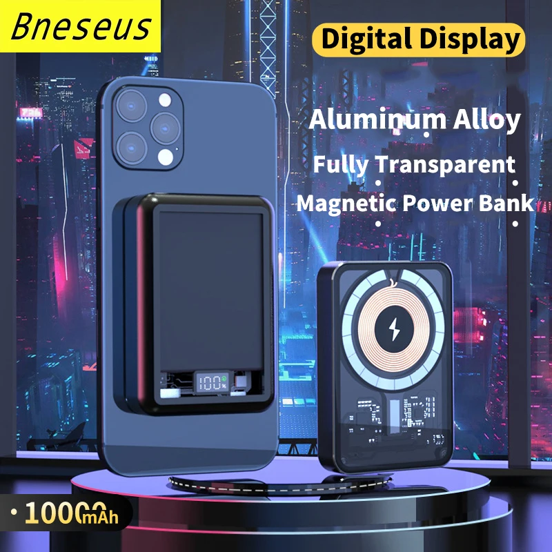 New 10000mAh Transparent Magnetic Power Bank Magnetic 15W Wireless Fast Charger For iphone 12 13 External Auxiliary Battery Pack
