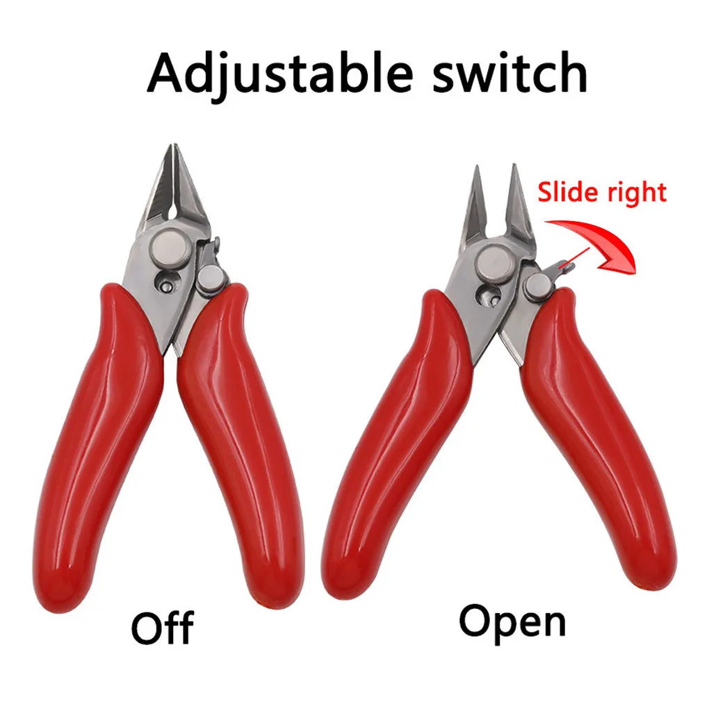 

Diagonal Pliers Wire Cable Small Nipper Flush Snips Spring Loaded Electronic Pliers Wires Insulating Rubber Handle Model Pliers