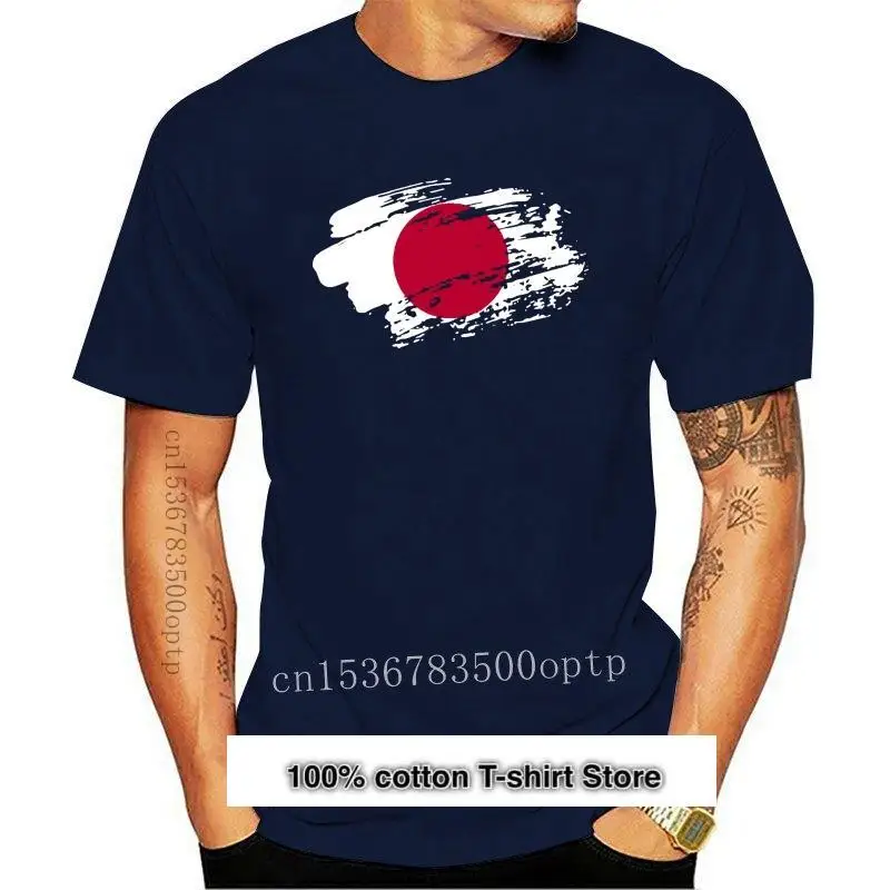 

Camiseta con estampado de bandera de Japón para hombres, 100% de algodón para adultos, cuello redondo, de talla grande, S-5xl