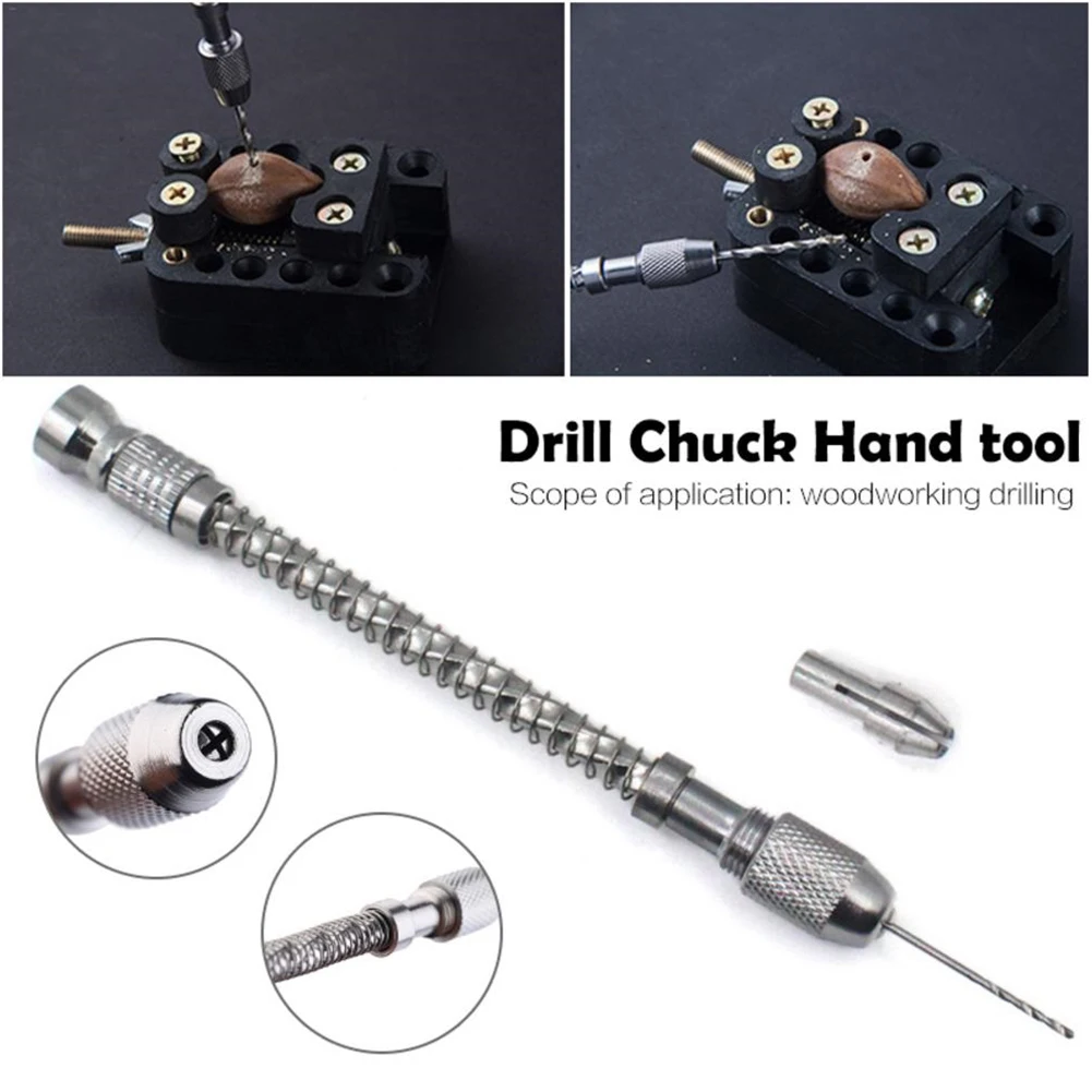 

Semi-Automatic Mini Manual Hand Drill Spiral Punching Tool Push Chuck Twsit Micro Drill Bit 0.1-2mm Woodworking Hand Tool