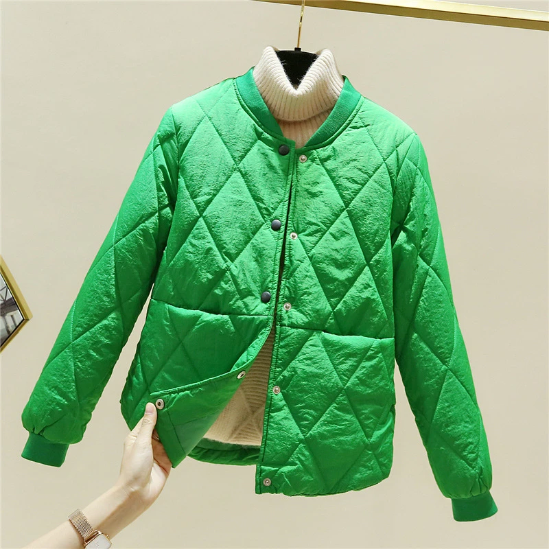Women Thin Light Down Cotton Parkas Fashion Ultralight Autumn Winter Classic Lapel Quilted Jacket Streetwear Casual Buttons Coat