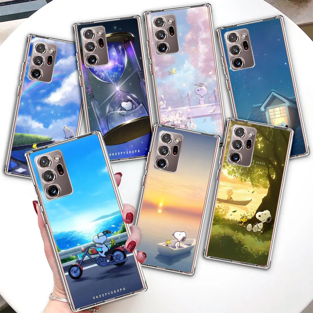 

Cartoon Snoopy Transparent Case for Samsung Galaxy Note 20 Ultra 10 Lite 9 8 Plus TPU Soft Phone Cover S23 Protective Shell