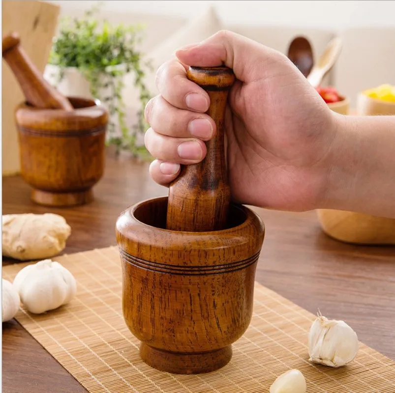 

Wooden Pestle Household Garlic Kitchen Gadget Mashing Spice Masher Bowl Mortar Mixing Medicine Jar Grinding Manual