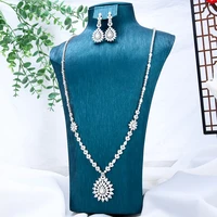 godki brand new luxury gorgeous shiny long necklace earrings for women bridal wedding cubic zirconia party costume jewelry sets