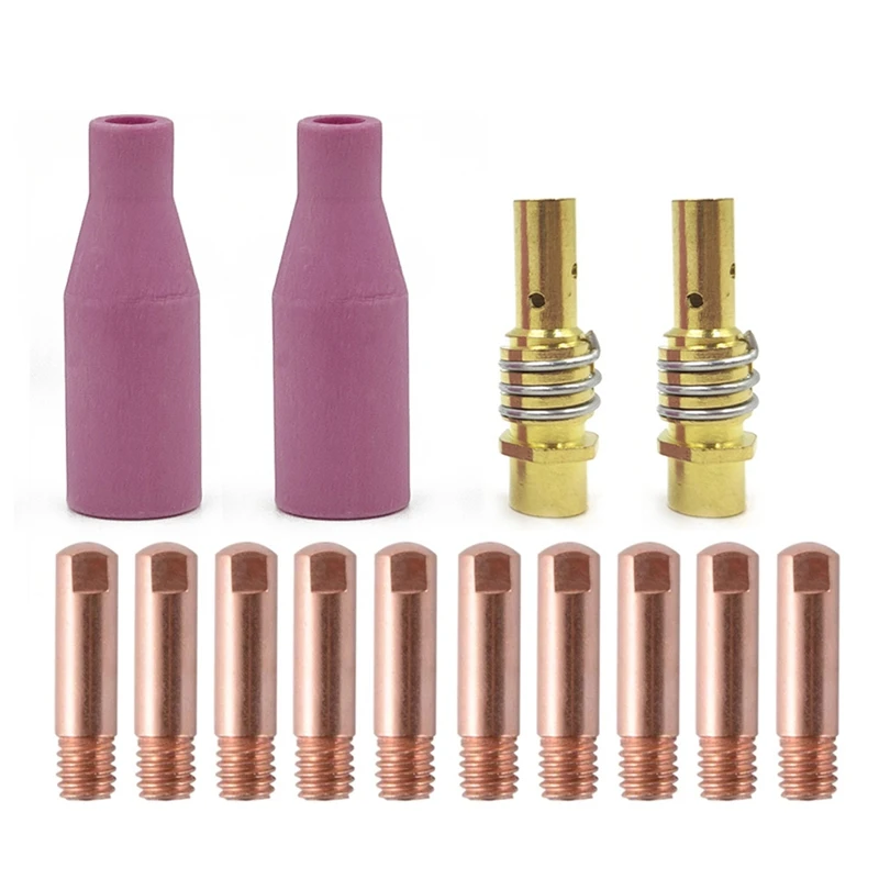 

14Pcs MB-15AK Welding Torch Consumables 0.8Mm Contact Tips Gas Ceramic Nozzle For 15AK MIG Welding Torch