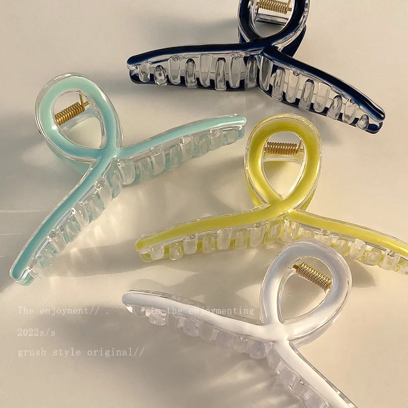 

11CM Woman Large Color Transparent Hair Claws Barrettes Girls Dripping Oil Hairpins Lady Washing Face Hair Clips Ornaments