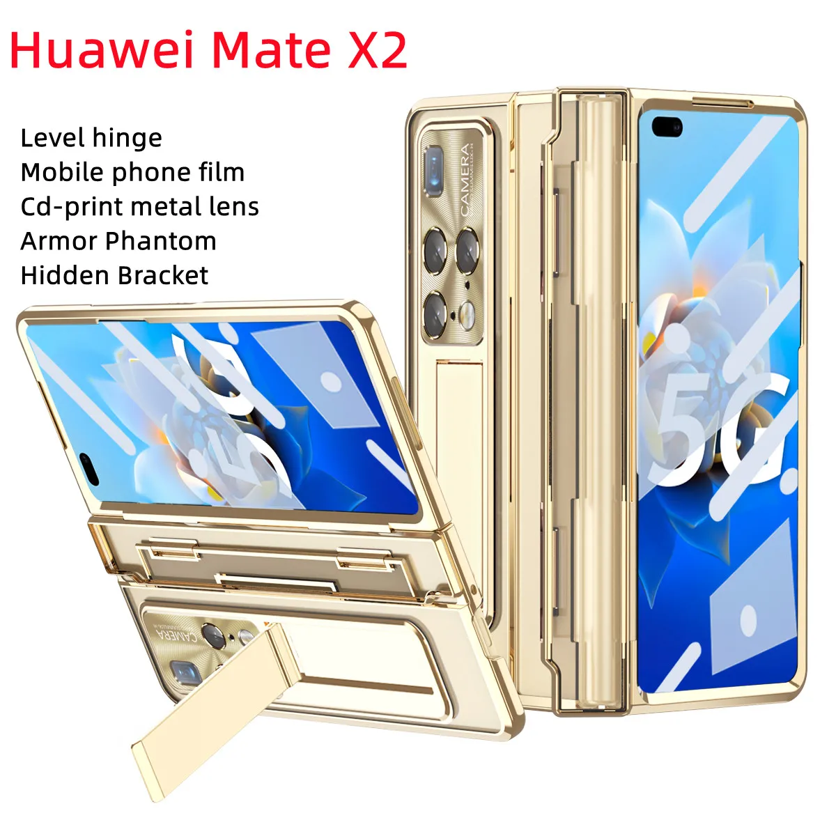 

Для Huawei Mate X2 Armor Phantom чехол для телефона с защитной пленкой на телефон уровень шарнир 360 полноразмерный защитный чехол со скрытым кронштейном