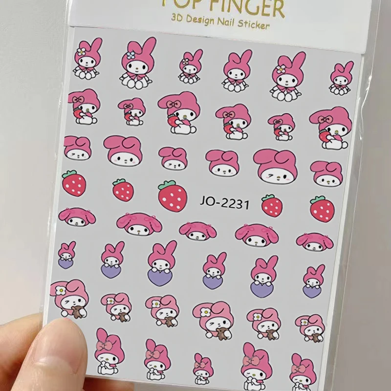 New Kawaii Cartoon Fantasy Magic My Melody Nail Stickers Sanrio Hello Kitty For Nails Anime Kuromi Art Decorations