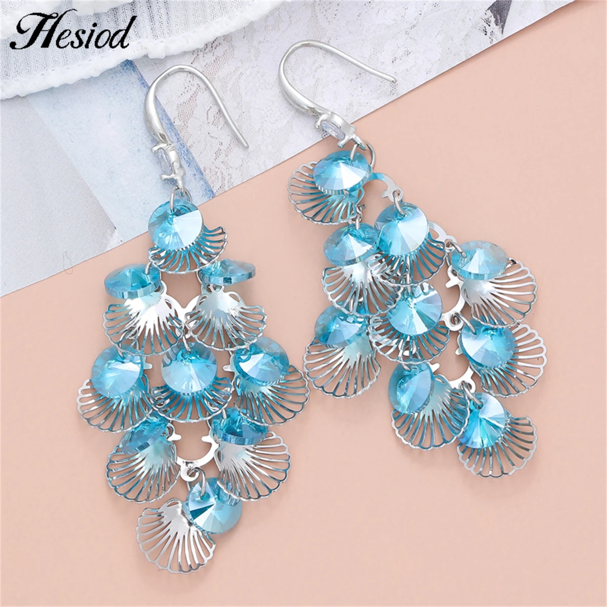 

Summer Beach Hollow Shells Shape Mermaid Scales Zircon Drop Dangle Earrings For Women Female Jewelry Party Accessories Gifts