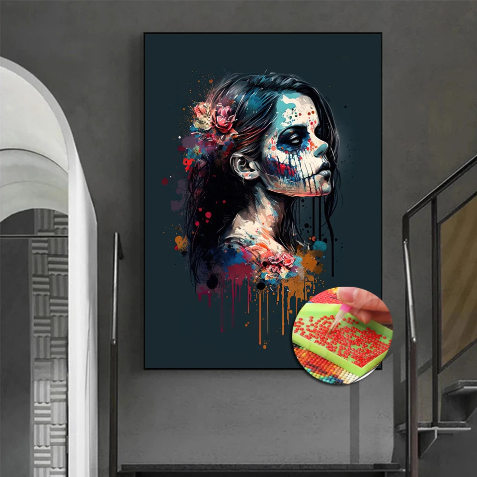 Day of the Dead Girl  Full Square/Round Drill 5D DIY Diamond Painting Portrait Embroidery Cross Stitch 5D Home Decor Gift