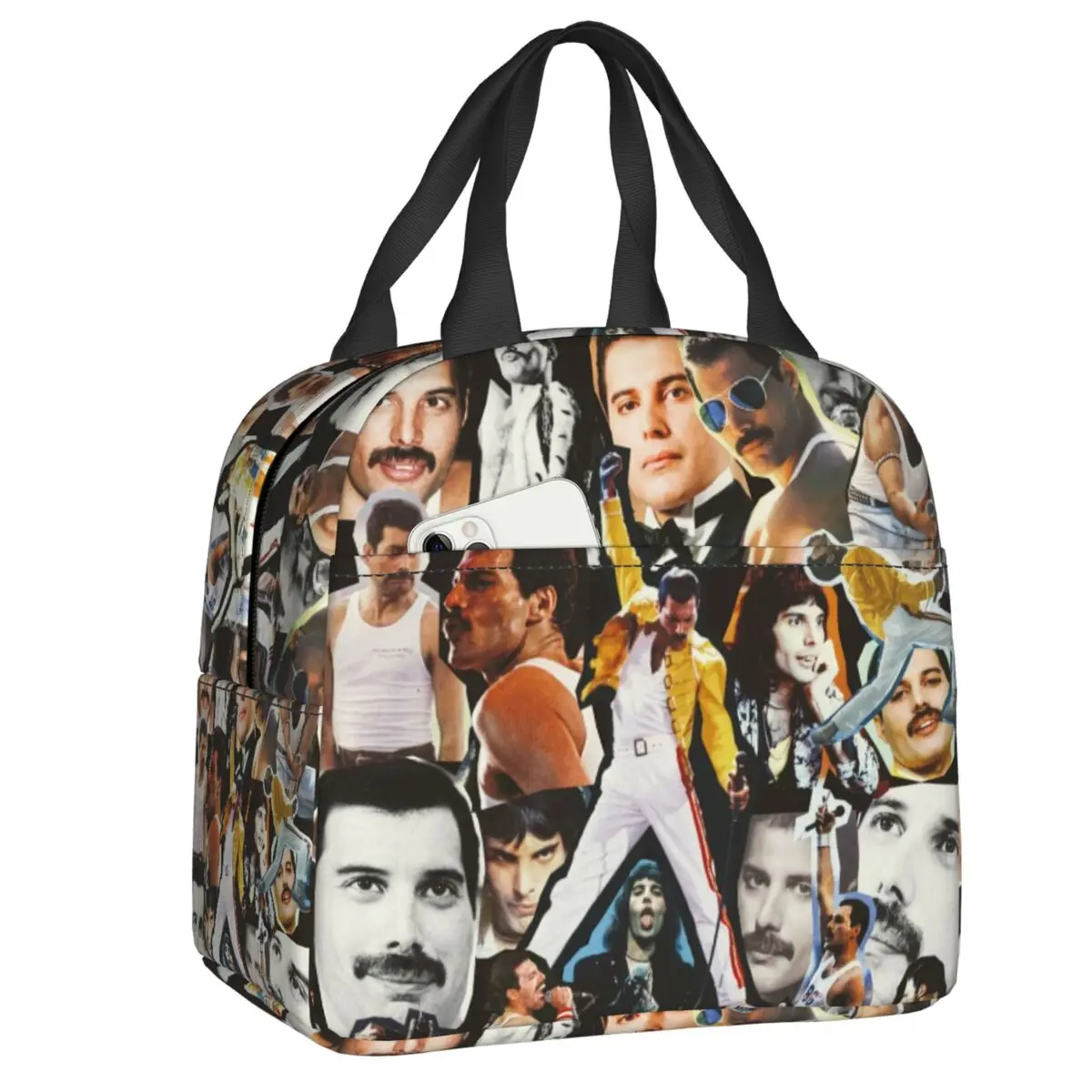 

Freddie Mercury Collage Portable Lunch Box for Women Cooler Thermal Food Insulated Queen Rock Lunch Bag School Children Student