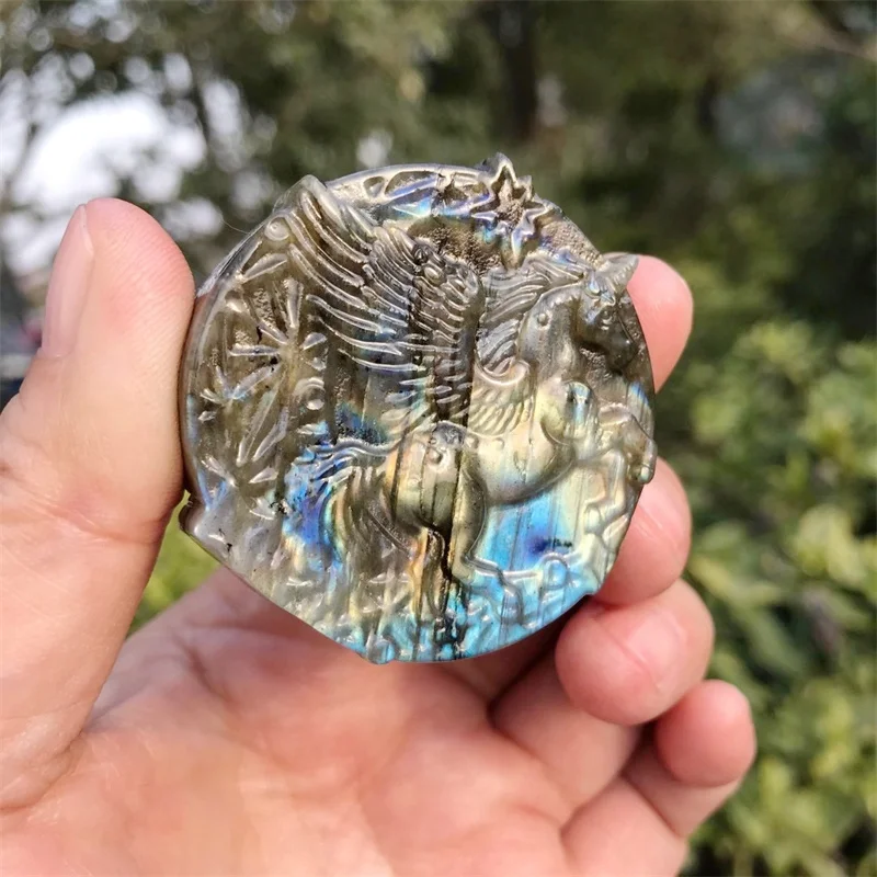 1 шт., кулон в виде единорога из Лабрадорита, 4,7 см