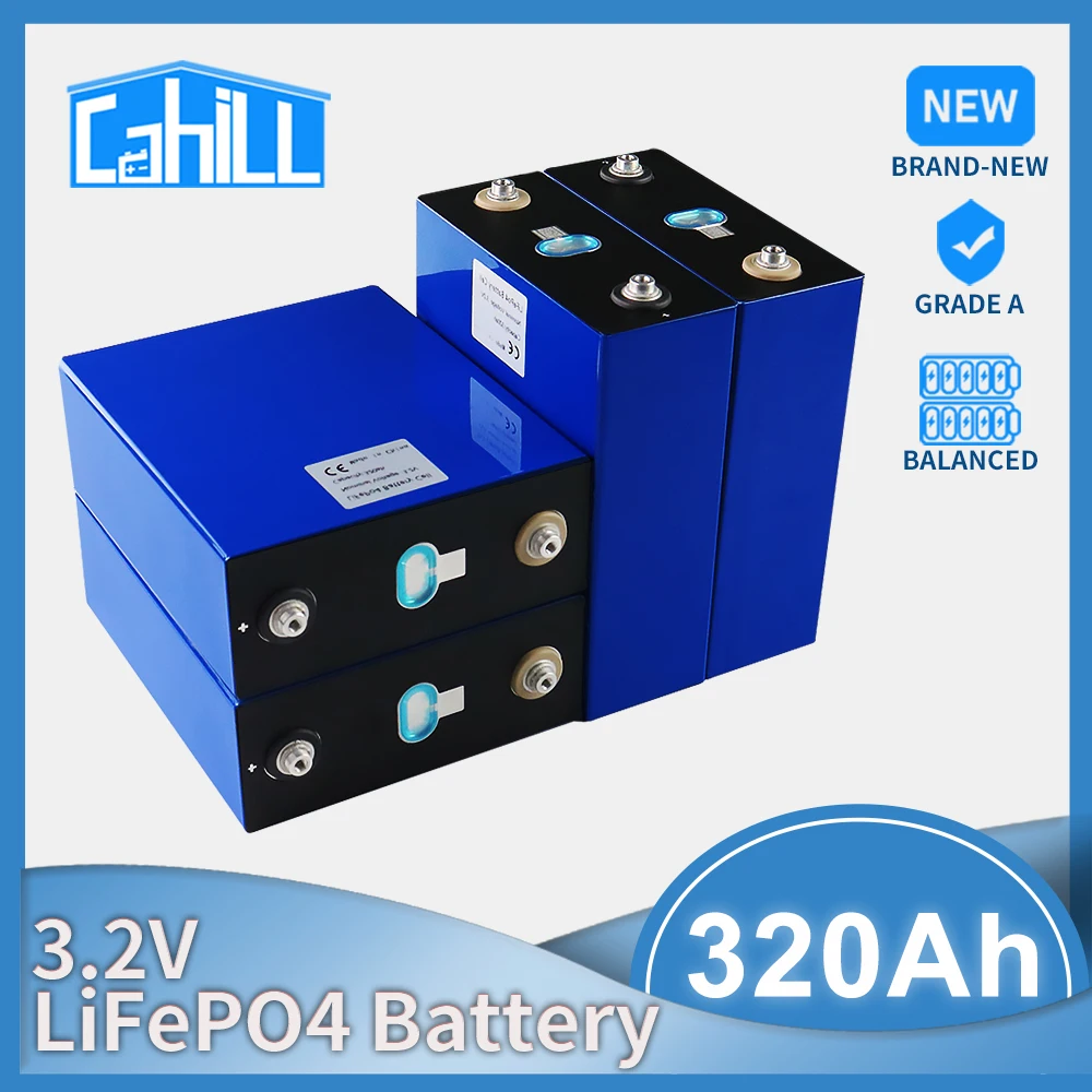 

Grade A 3.2V 304AH 310AH 320AH 1/4/8/16/32PCS New Lifepo4 Rechargeable DIY 12V 24V 48V Battery Pack Deep Cycle With Free Busbars