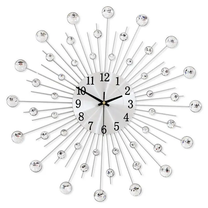 

New Vintage Metal Crystal Sunburst Wall Clock Large Morden Wall Clocks Design Home Art Decor Ornaments