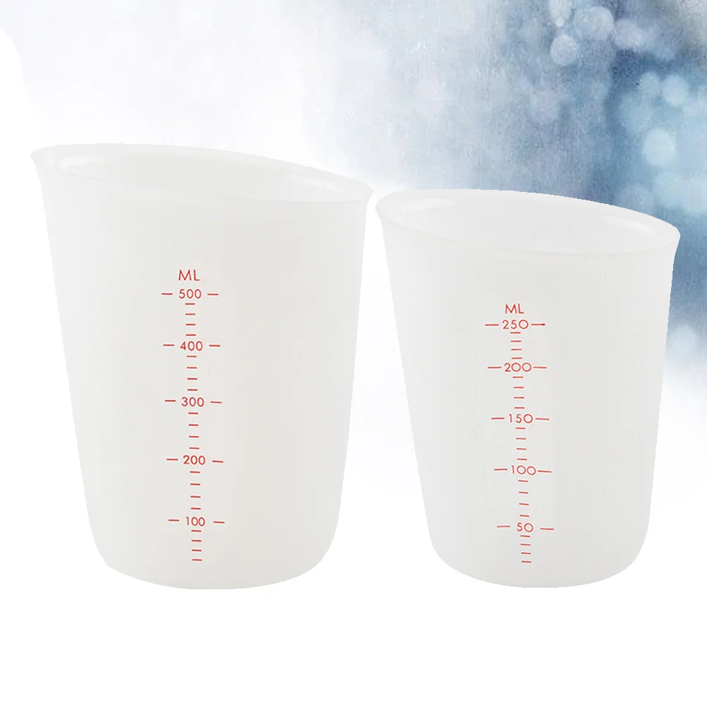 

Measuring Cup Cups Silicone Scale Beaker Graduated Liquid Pour White Clear Set Resin Precise Reusable Visible Container Jug