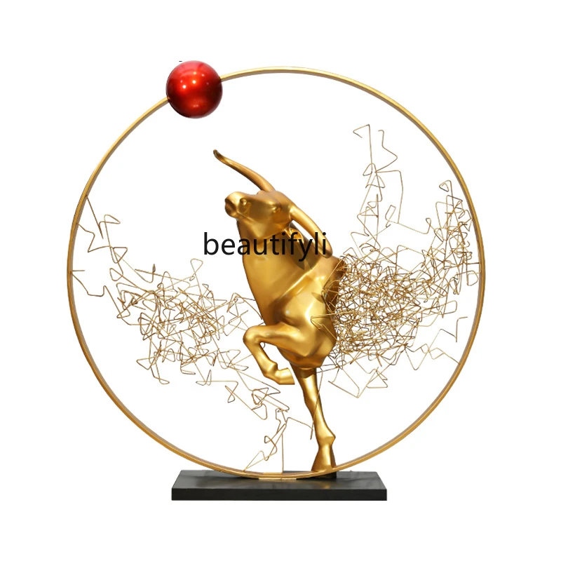 Продажа офисный зал вестибюль отеля металлическая скульптура Jinniu Fortune украшения