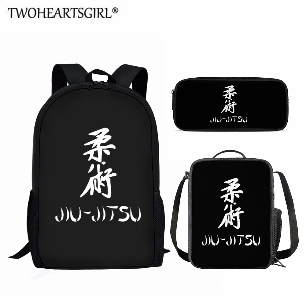 

Twoheartsgirl Student Bag for School Boys Judo Print Fashion School Backpack Big Capacity 16inch Cartable Adolescente Garcon