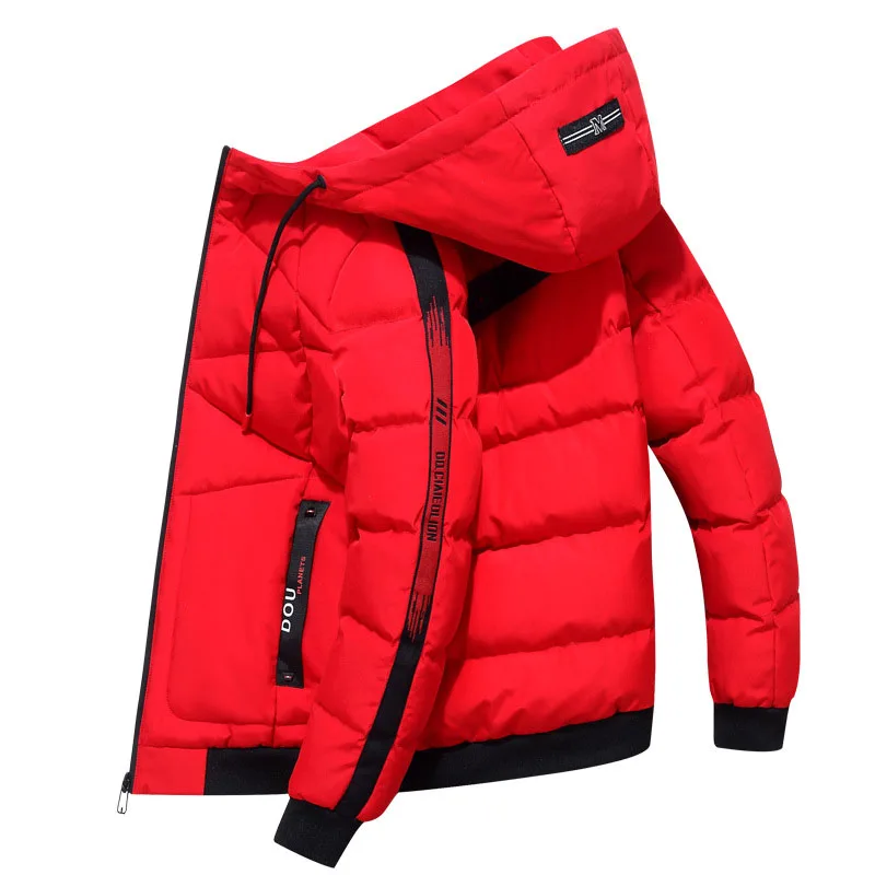 Didiboer Autumn and Winter Men's Hooded Jackets Mens Loose Pockets Parkas Casual Warm Parkas Jacket Cotton Coats Men Clothing