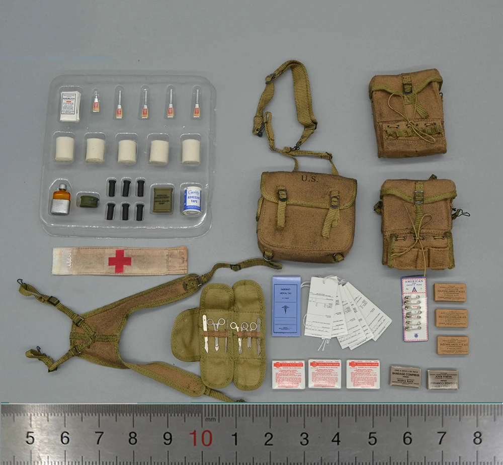 

For Sale 1/6 DID A80126 WWII US 77th Infantry Division Combat Medic Dixon Emergency Medical First Aid Kit Pouch Bags Set Model