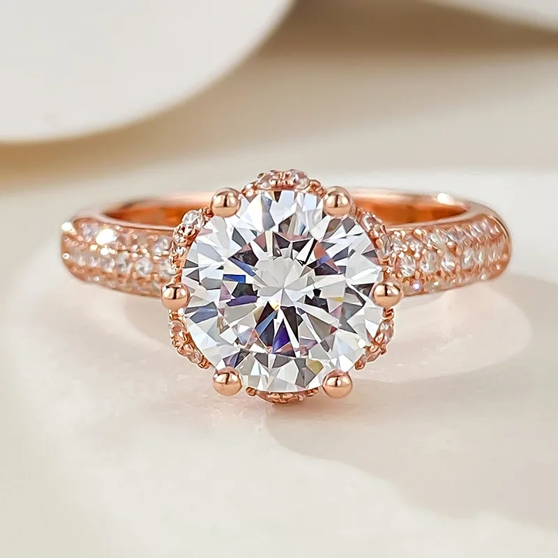 

2023 New 925 Silver 8.0mm Simulated Diamond Core Ring Women's Fashion Exquisite Wedding Ring Ring