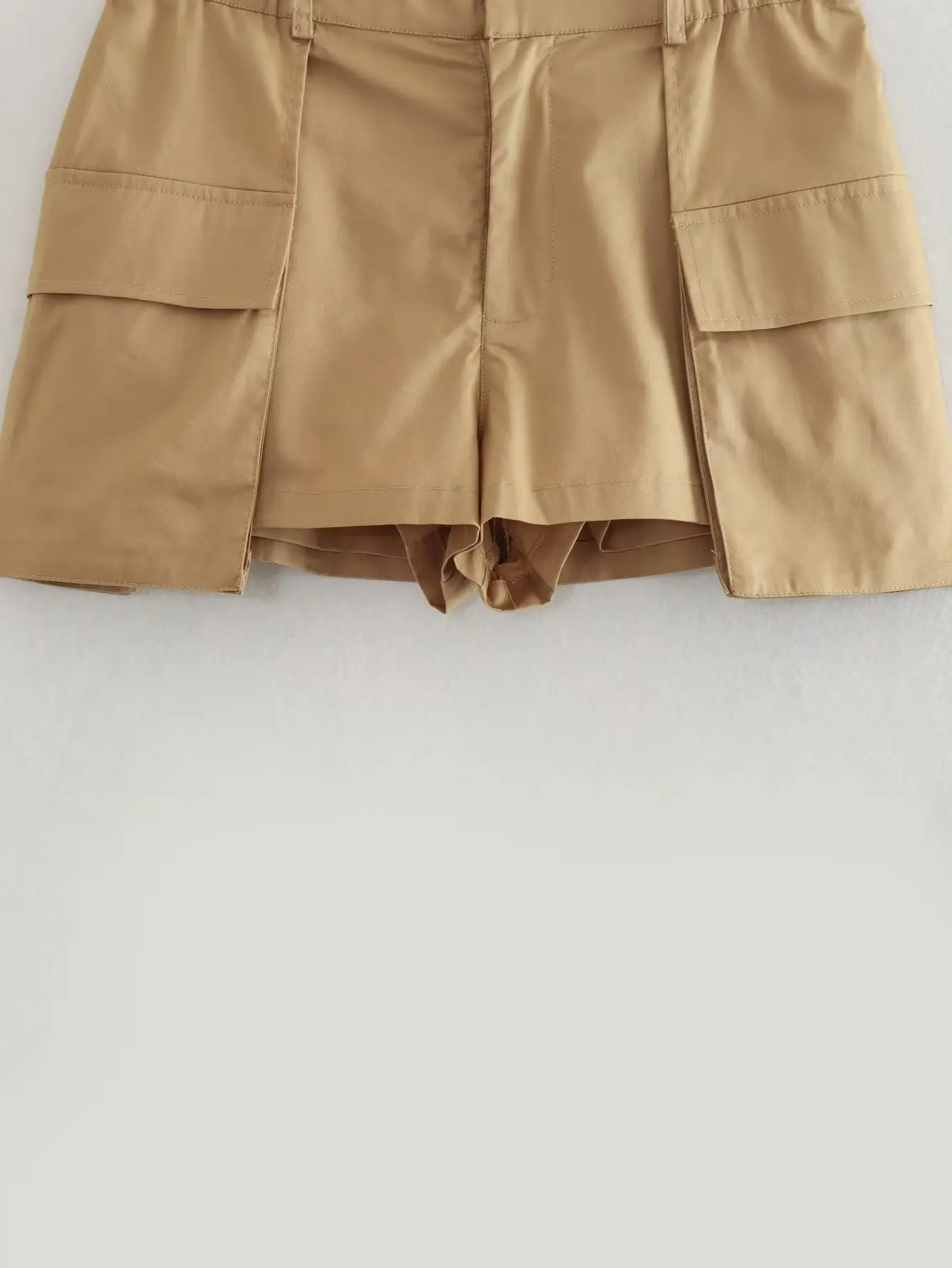 Dave&Di Ins Fashion Blogger High Street Sexy  Shorts High Waist Pocket Cargo  Bermuda Khaki Retro Culottes Women