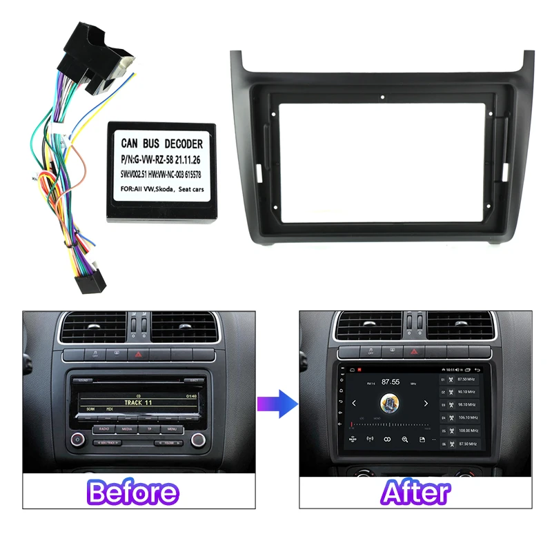 Автомобильная магнитола 2 Din для VW Volkswagen POLO Sedan 2008-2015 9 дюймов DVD стерео Рамка