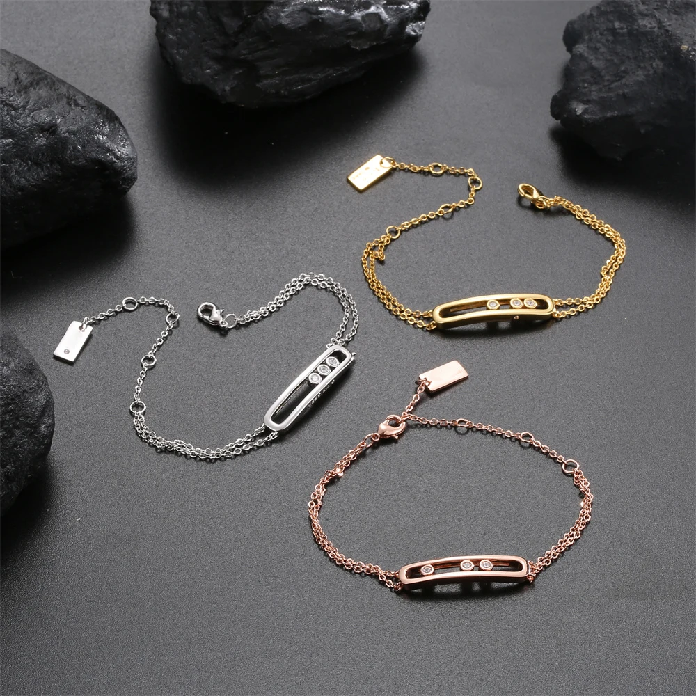 

MESSICA Classic Zircon Bracelet and Necklace Slide High Quality Branded Jewelry Design