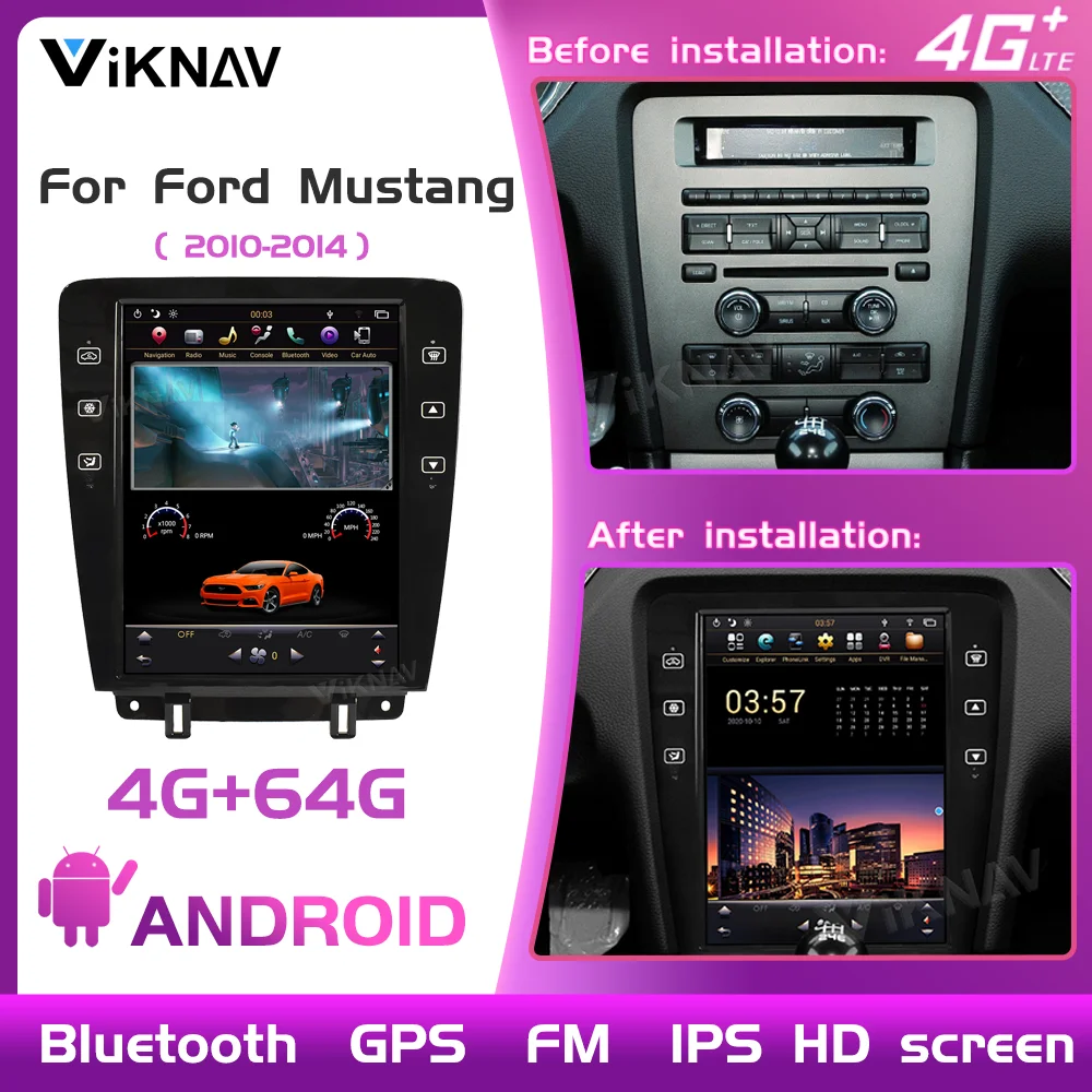 

12,1 дюймовый Android радио для FORD Mustang 2010 -2014, головное устройство, автомобильный GPS-навигатор, мультимедийный DVD-плеер, CARPLAY, автомобильная стереомагнитола