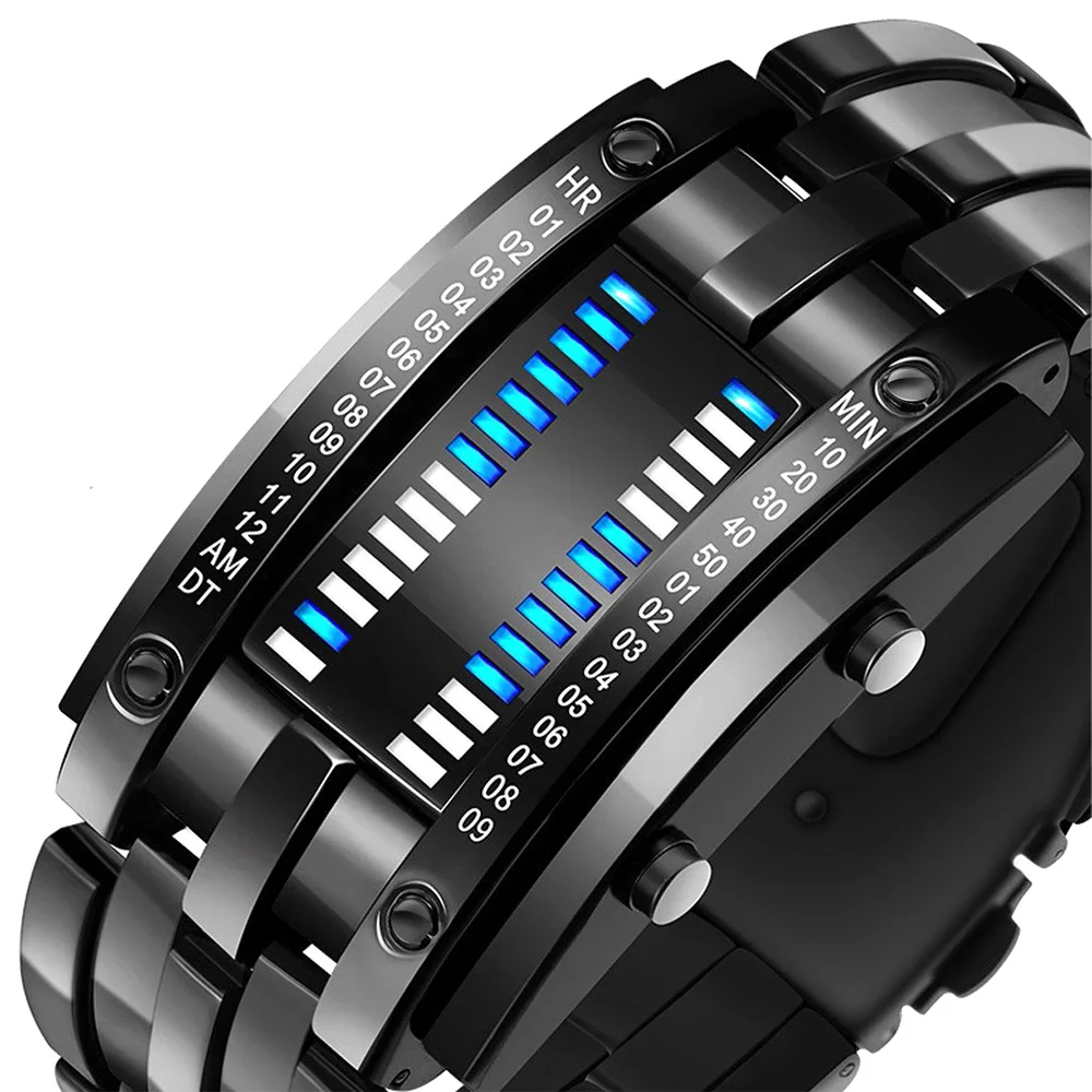 

New Fashion Men Women Watch with LED Wristband Durable Bracelet Creative Stainless Steel Outdoor Sports Digital Watch