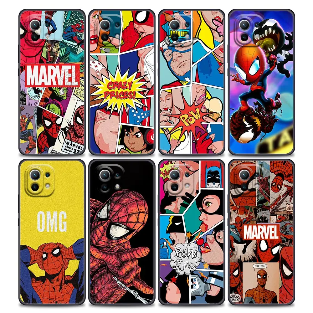 

Marvel Spider-Man Comics Cases For Xiaomi 11 Lite 5G NE Mi 11T 11 Lite 11X 12 Pro Poco X3 NFC F3 M3 M4 X4 Pro Back Cover Fundas