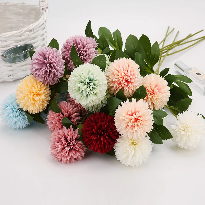 

3pcs of Silk Dandelion 65cm Artificial flowers 3 bloom of Pompom Daisy spring garden decoration Easter birthday party Bouquet