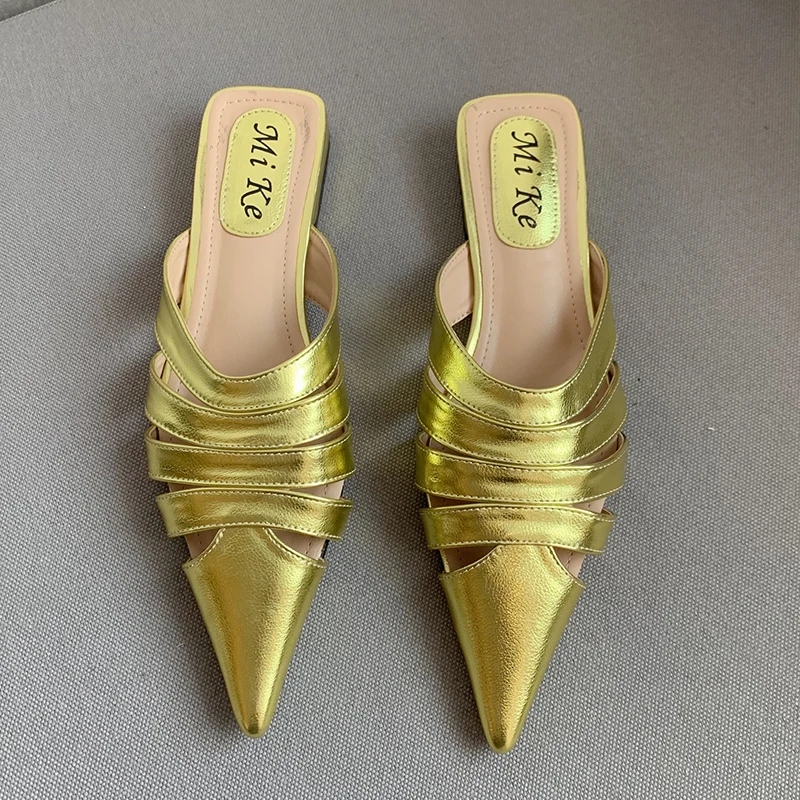 

New Mules Ladies Rubber Slippers Women Flip Flops Summer 2022 Fashion Casual Indoor Pointed Toe Slides Female Shoes Outside Flat
