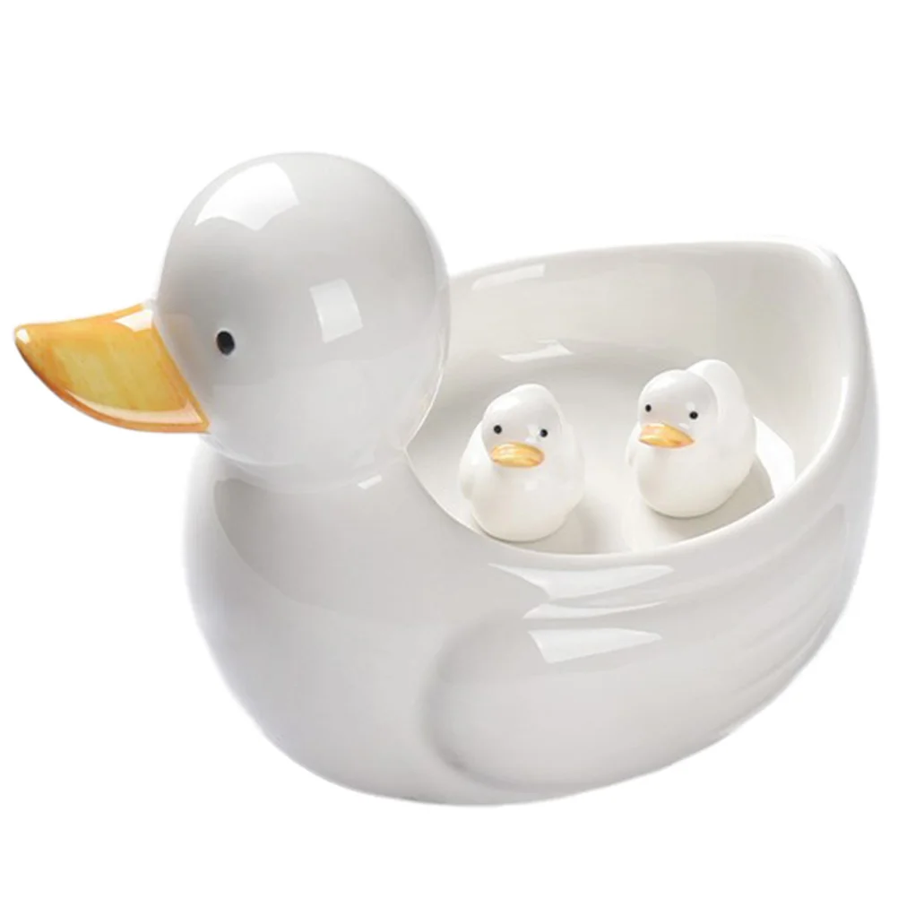 

1 Set Ceramic Duck Design Chopstick Holder Chopstick Stand Rest Rack with Plate