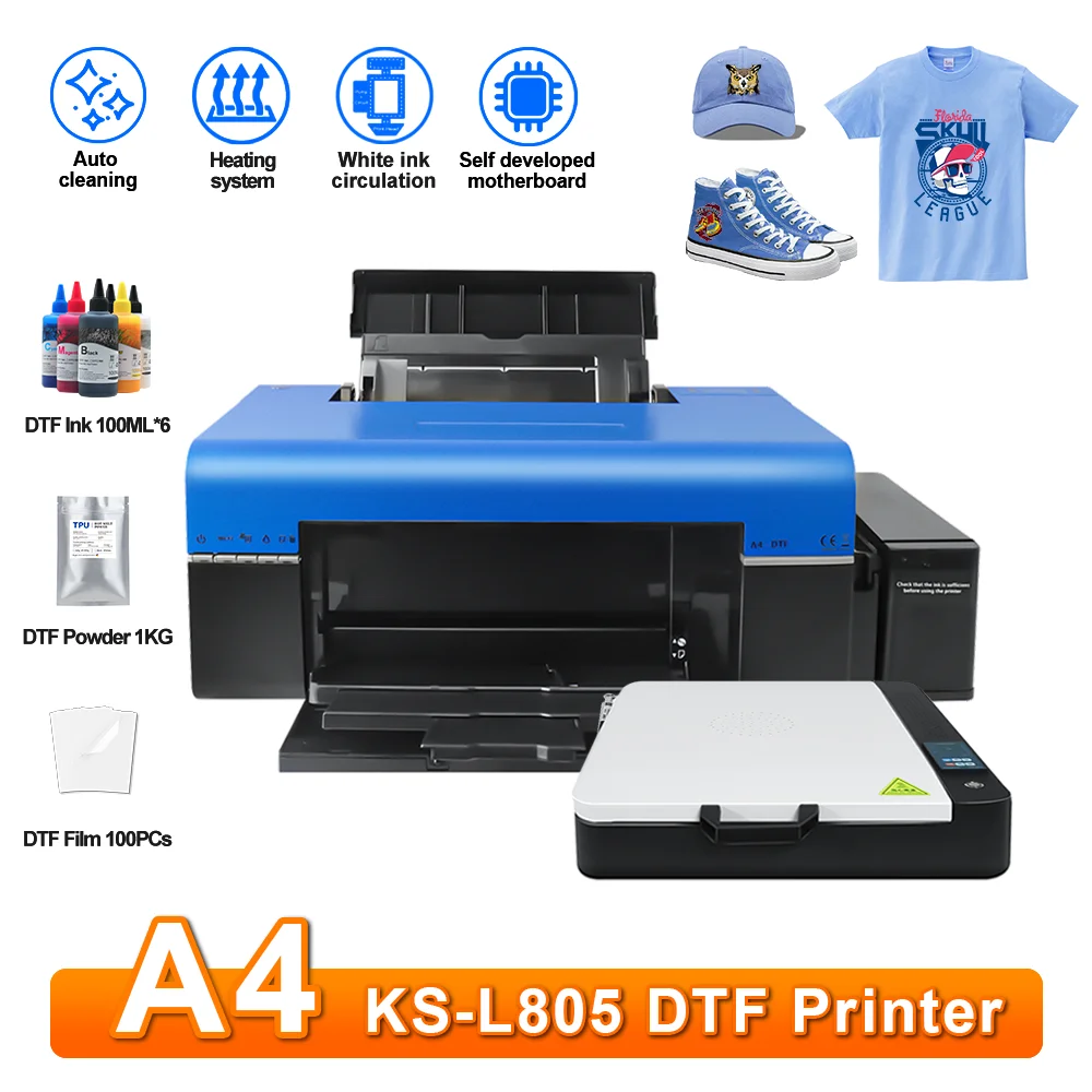 

DTF Printer A4 L805 DTF Impresora Direct to Film DTF Bundle with White ink stir for Clothes Fabrics A4 T-shirt Printing Machine