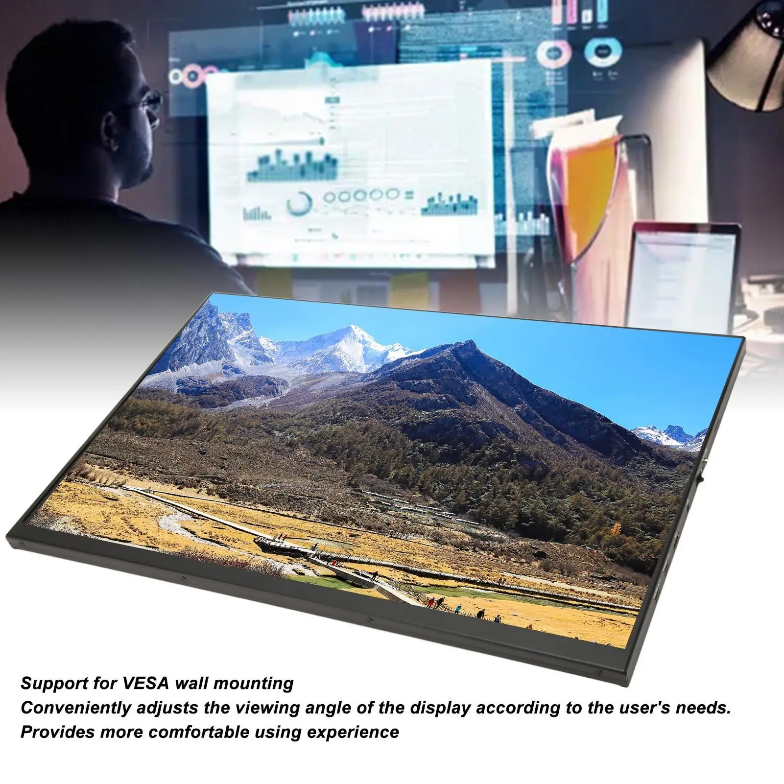 18 дюймов 2 5 K 144 Φ с Type C HD мультимедиа 3 мм двойные динамики настенный портативный