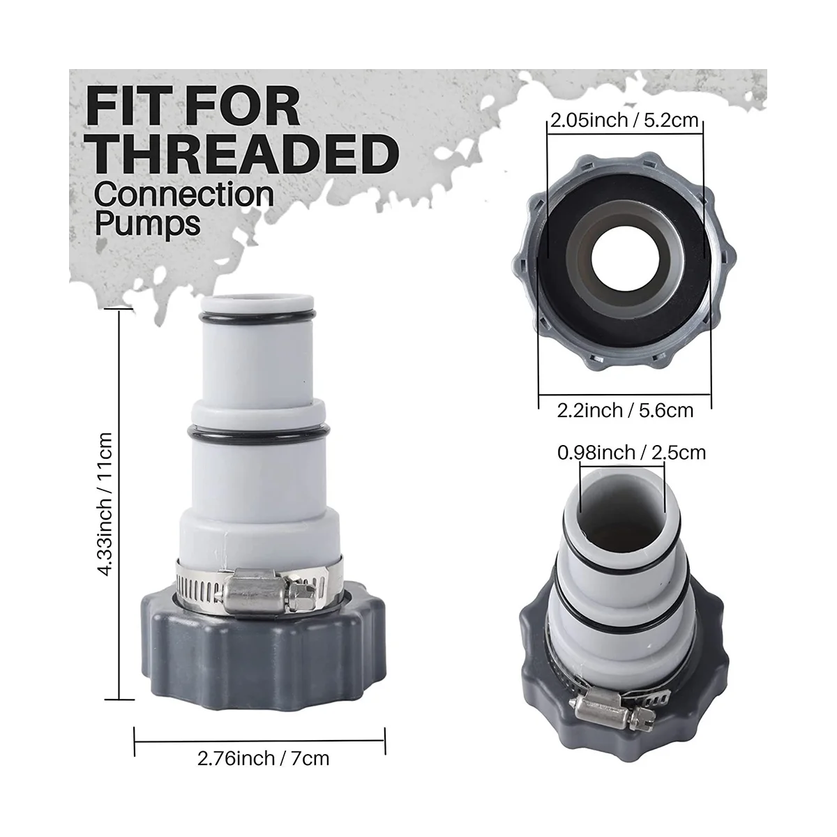 

Replacement Hose Drain Plug Connector Adapter Kit Pool Drain Adapter,1.5 Inch to 1.25 Inch Hose Adapter for