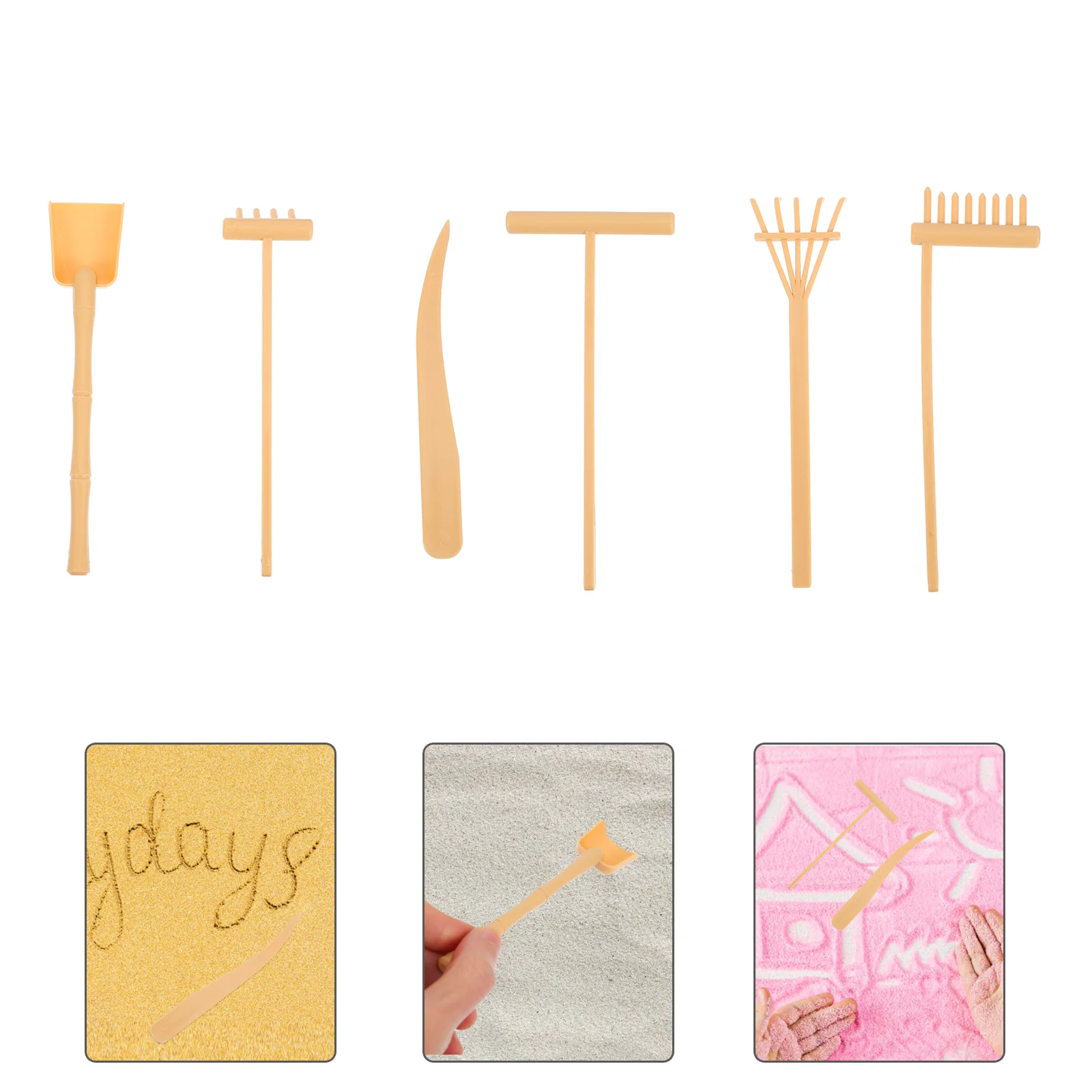 

Rake Garden Zen Sand Mini Tools Table Push Set Toy Sandbox Tool Rakes Smoothing Accessory Kit Crafts Bamboorake Adornments Toys