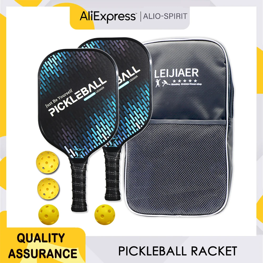 

Outdoor Ultralight Pickleball Paddle Set Carbon Fiber Surface Pickle Ball Racket 1 Paddles with 2 Balls Paddle Honeycomb