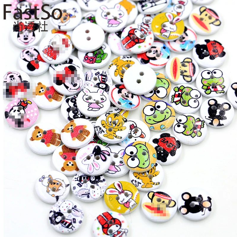 

10pcs 15mm Wood Buttons for Clothing Sewing Accessories Baby Kids Child Craft