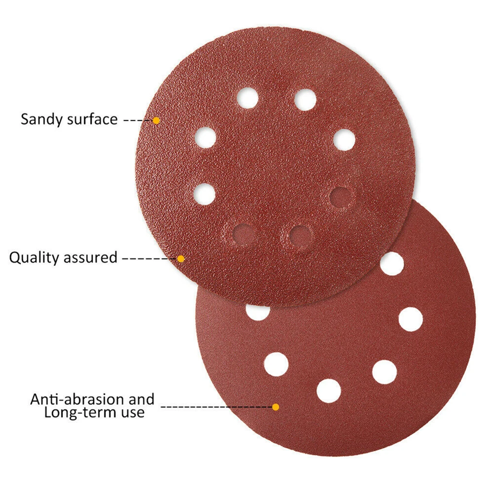 

50pcs 125mm 5" Abrasive Sandpaper Sanding 8 Hole Disc Hook & Loop Sand Paper Grits 80-3000 For Polish Tools Accessories