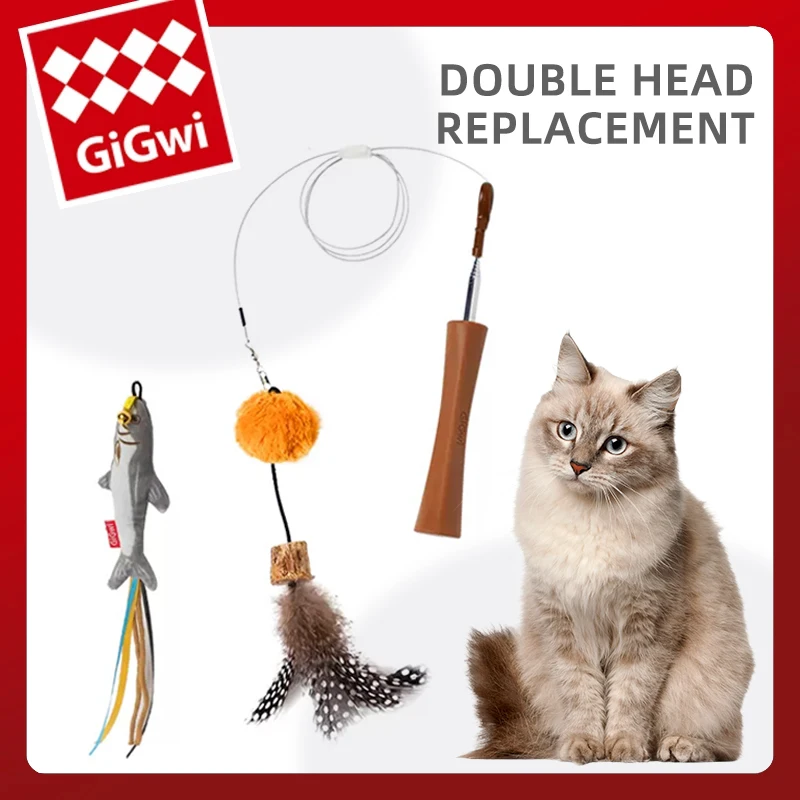 

GiGwi Interactive Cat Toy Funny Simulation Feather Fish with Bell Cat Stick Toy for Kitten Playing Teaser Wand Toy Cat Supplies
