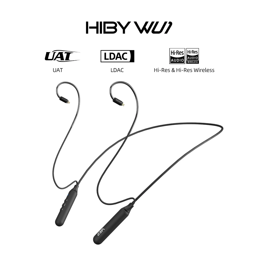 

HiBy WU1 HiFi Audio Neckband Sport Bluetooth Earphone cable MMCX CVC noise reduction UAT/SBC/AAC/aptX/apt HD/LDAC With Mic 13hrs