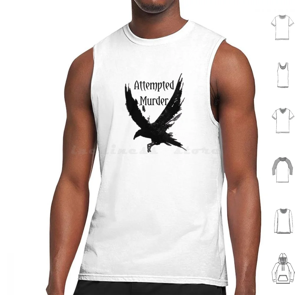 

Майка хлопковая белая с принтом попытки убийства, ворона, ворона, птица