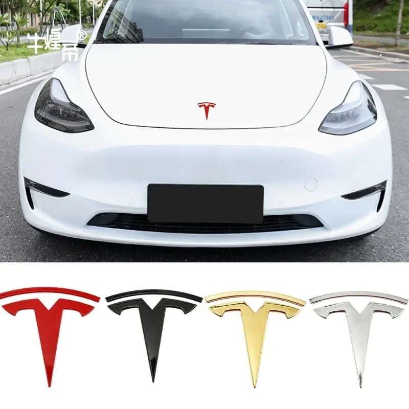 

Car Carbon Fiber Front Hood Badge Emblem Rear Trunk Sticker Cover for Tesla Logo Model 3 Auto Decorative Exterior Accessories