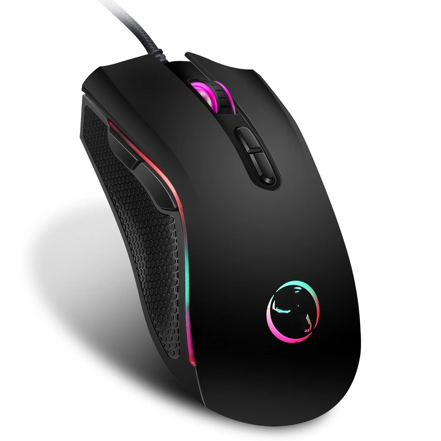 

High-end optical professional gaming mouse with 7 bright colors LED backlit and ergonomics design For LOL CS